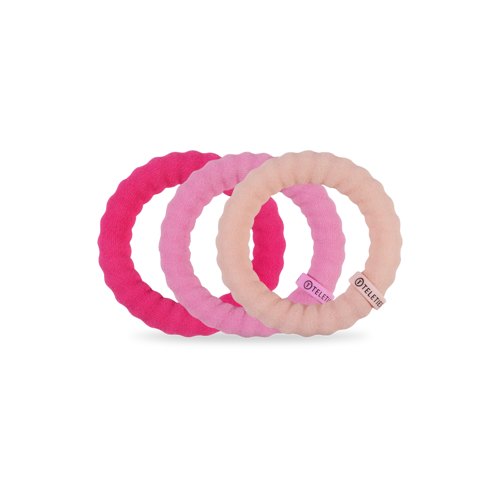 Teleties Nylon Hair Ties - Small Band Pack of 3 - Kiss & Tell