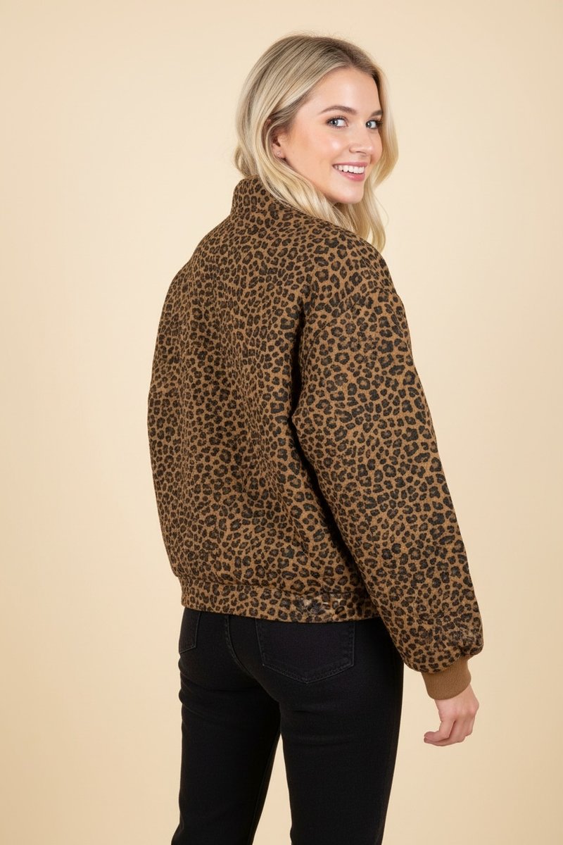 Quilted Puffer Jacket - Brown Leopard by HeimishUSA