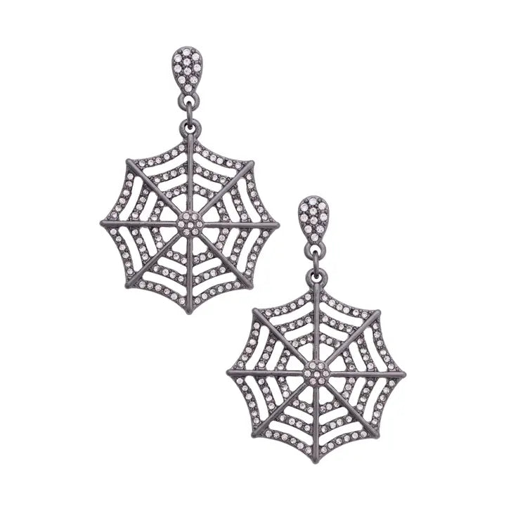 JUNE PREORDER: Pave Cobweb Earrings in Grey by Canvas (Ships in September)