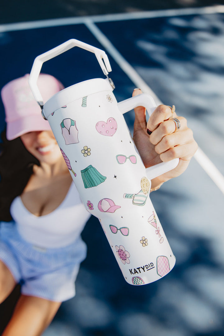 Pickleball Items Girly Tumbler with Handle  By Katydid