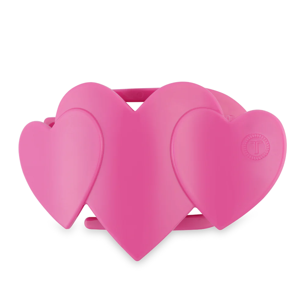 Medium Flat Teleties Clip - Pink Heart to Heart