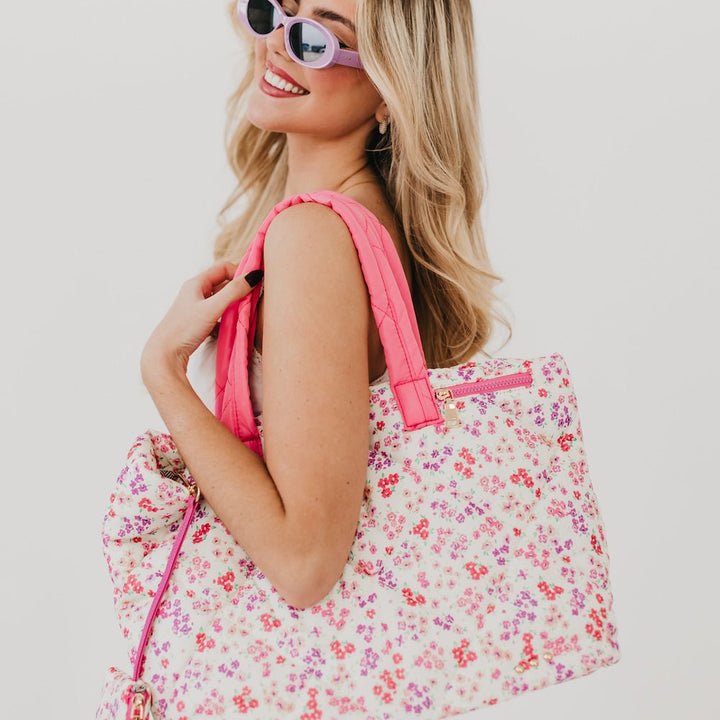 WAREHOUSE SALE: Presley Puffer Quilted Tote Bag With Pouch by Pretty Simple (Ships in 2-3 Weeks)