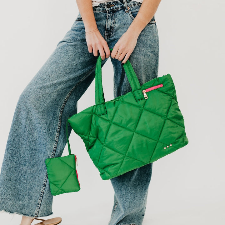 WAREHOUSE SALE: Presley Puffer Quilted Tote Bag With Pouch by Pretty Simple (Ships in 2-3 Weeks)