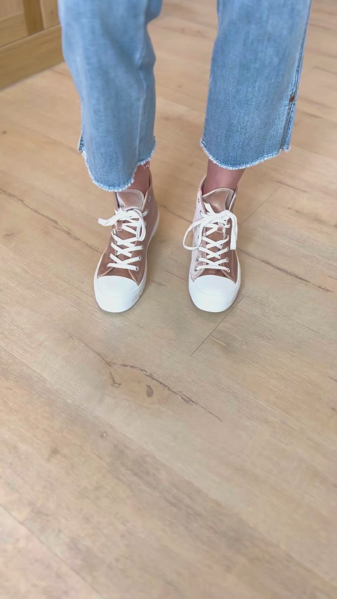 Run Me Down Velvet High Tops in Tan