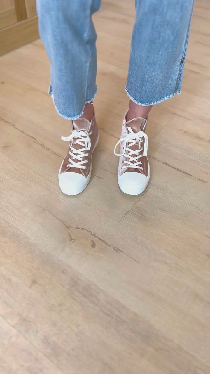 Run Me Down Velvet High Tops in Tan