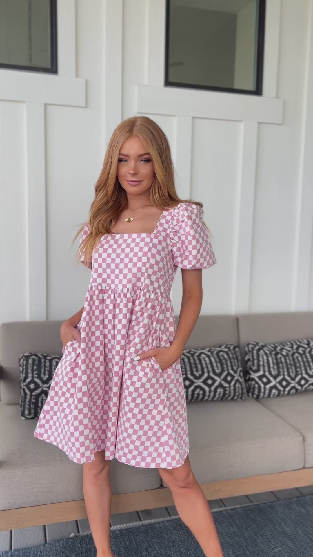 DOORBUSTER: The Moment Checkered Babydoll Dress (Ships in 1-2 Weeks)