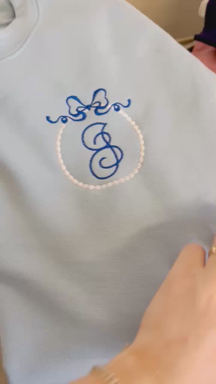 by PrepO: Custom Embroidered Pearl Initial Sweatshirt (Ships in 2-3 Weeks)