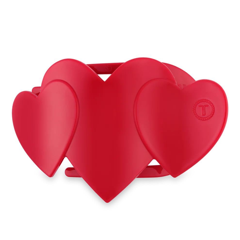 Medium Flat Teleties Clip - Red Heart to Heart