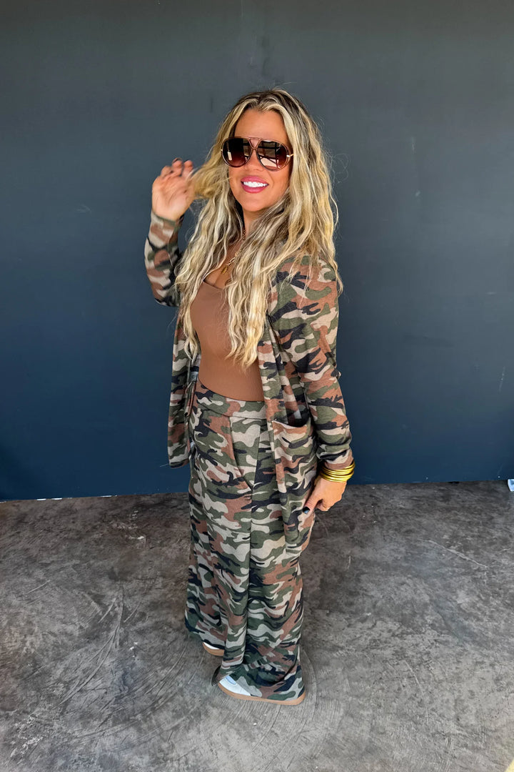 PREORDER: Camo Waffle Reese Cardigan By Blakeley (Ships Late February)