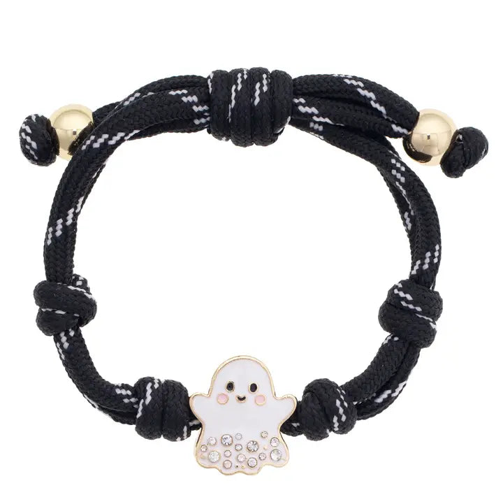 JUNE PREORDER: Rhinestone Ghost Paracord Bracelet in Black by Canvas (Ships in September)