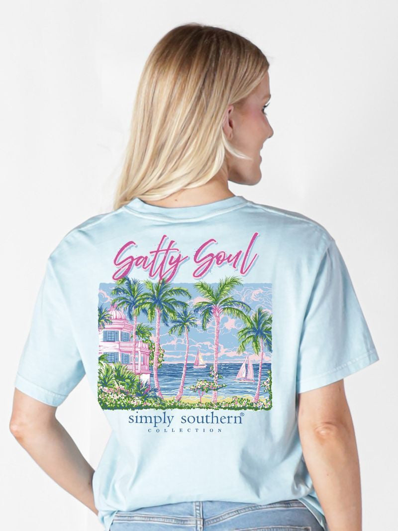 JAN MARKET: Salty Soul Short Sleeve Tee by Simply Southern (Ships in February)