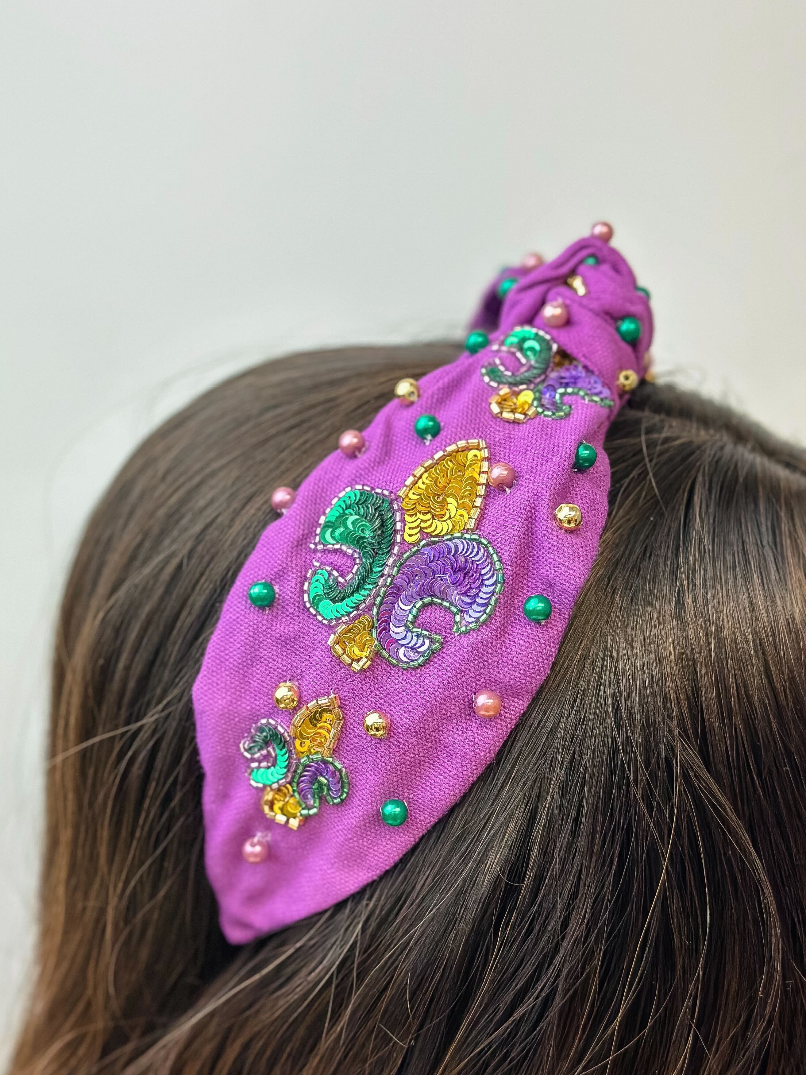 Sequin Fleur-de-lis Embellished Headband