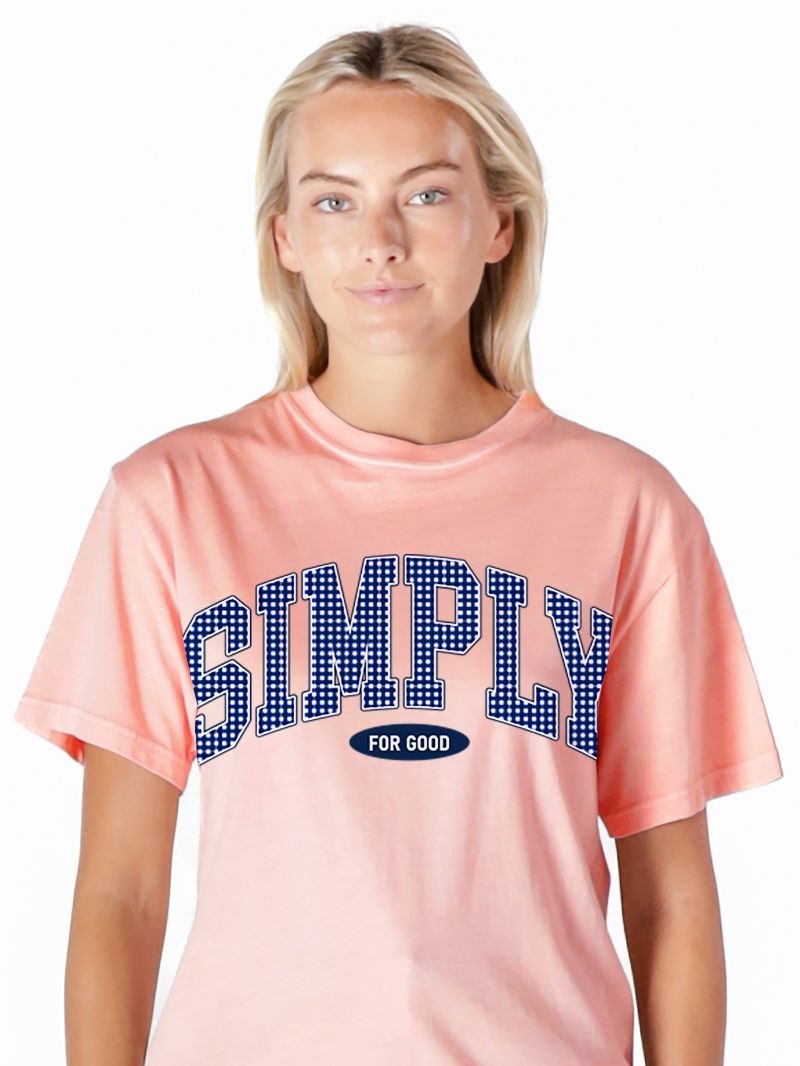 JUNE MARKET: Plaid Logo Simply for Good Tee - Light Peach by Simply Southern (Ships Late May)