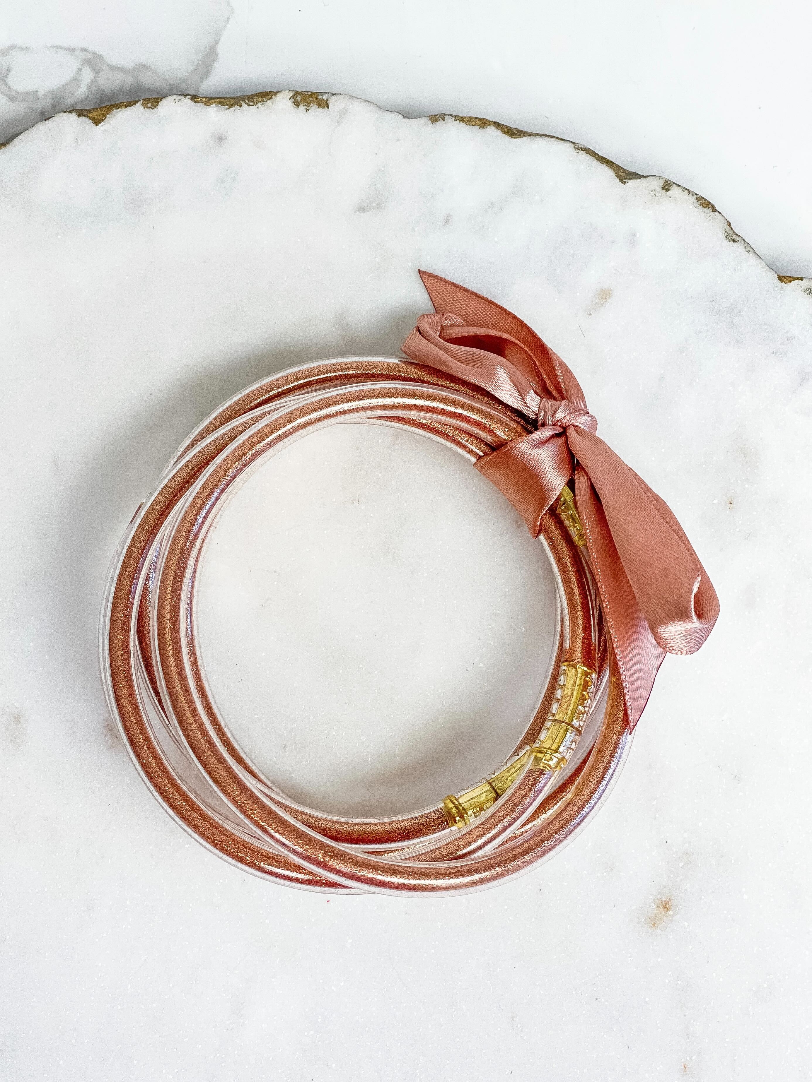 Shimmer Tube Bracelets - Rose Gold