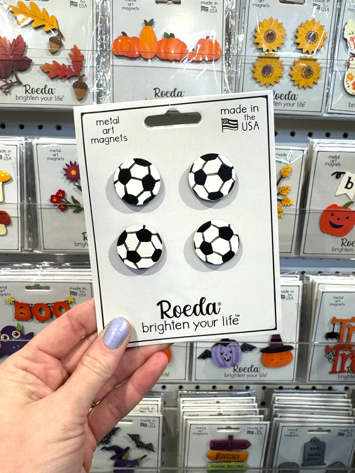 Soccer Ball Magnets Set of 4 by Roeda (LIVE BOX: Ships in 3 Weeks)