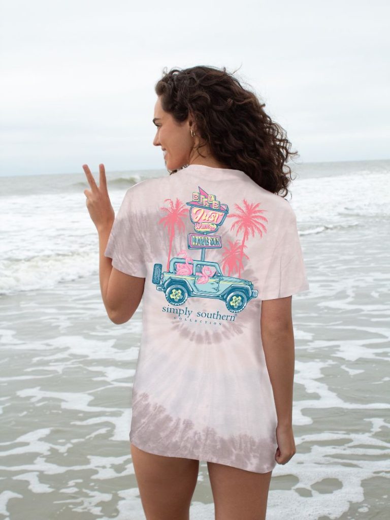 Flamingo Vacation Short Sleeve Tie Dye Tee by Simply Southern