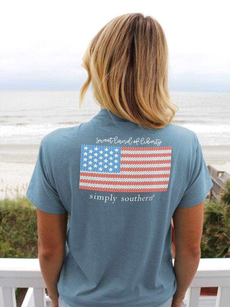 'Sweet Land Of Liberty' Knit Flag Short Sleeve Tee by Simply Southern