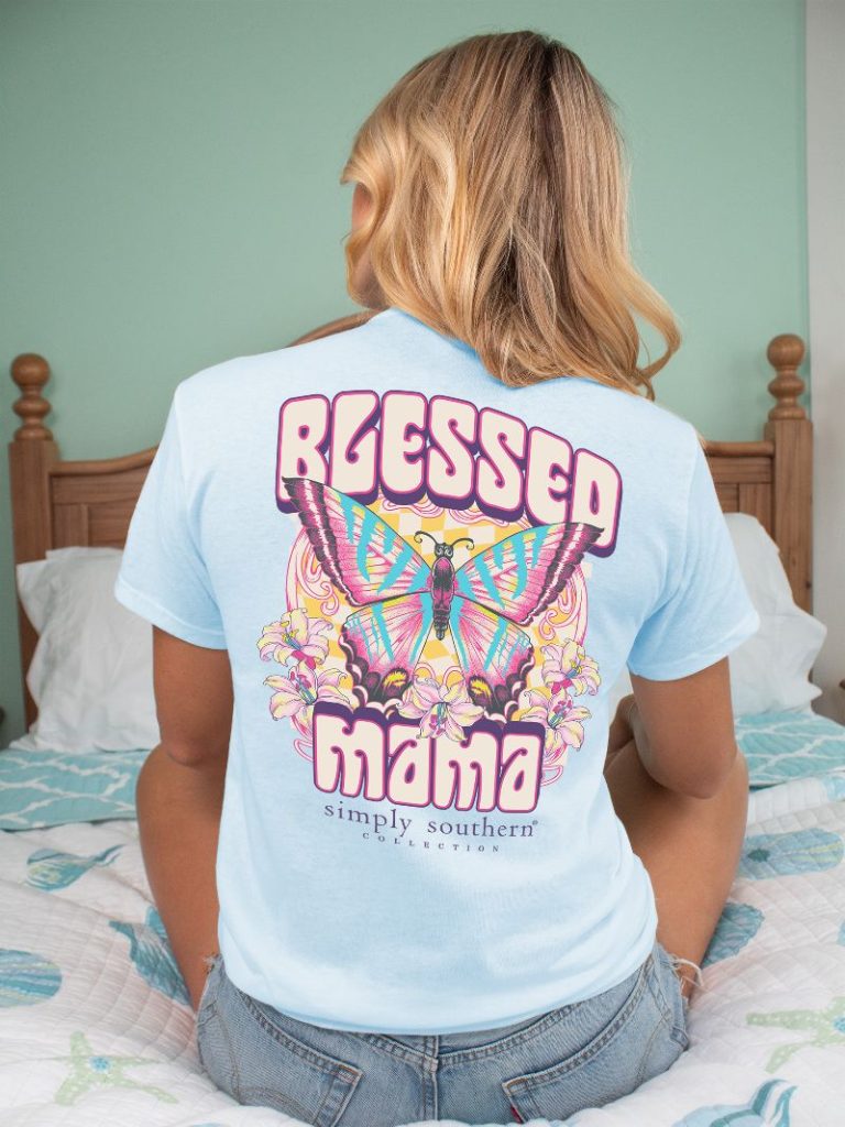 'Blessed Mama' Butterfly Short Sleeve Tee by Simply Southern