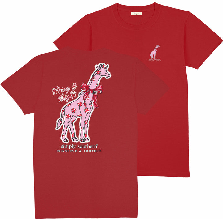 'Merry & Bright' Giraffe Tracking Tee by Simply Southern