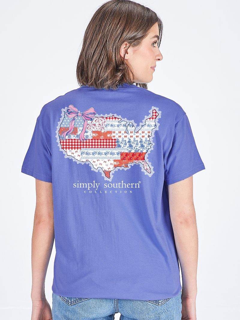 JAN MARKET: USA Patch Short Sleeve Tee by Simply Southern (Ships in February)