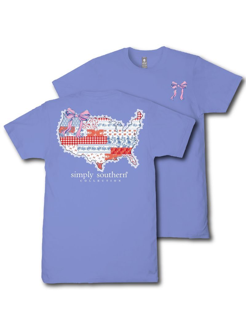 JAN MARKET: USA Patch Short Sleeve Tee by Simply Southern (Ships in February)
