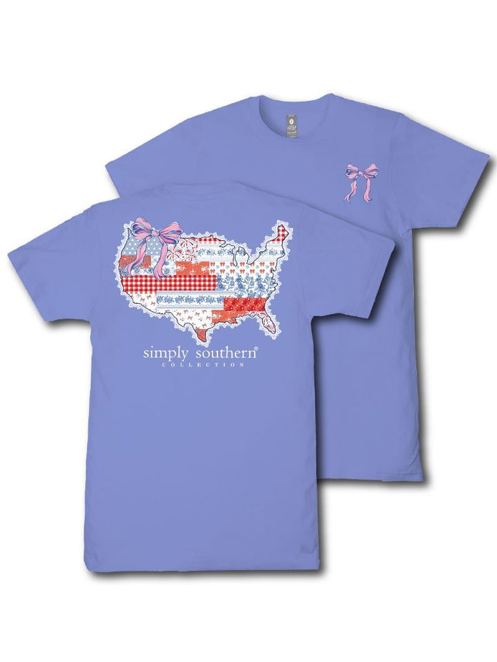 JAN MARKET: USA Patch Short Sleeve Tee by Simply Southern (Ships in February)