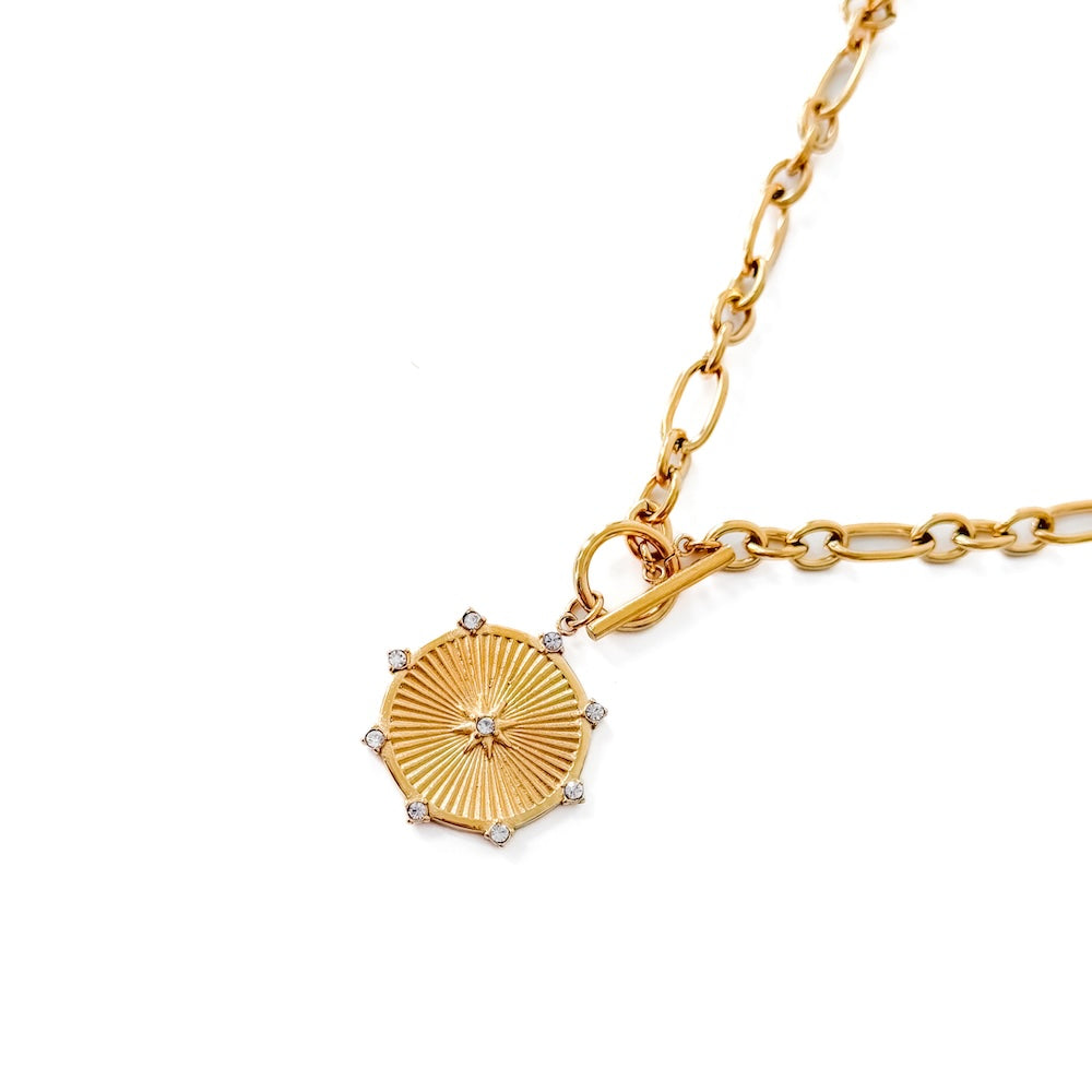 Sunburst Diamond Chain Necklace - WATERPROOF-Necklace-Pretty Simple
