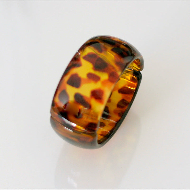Tortoise Spotted with Gold Lining – Vintage Lucite Clamper Bracelet by Leetie Lovendale (Preorder: Ships in 2-3 Weeks)