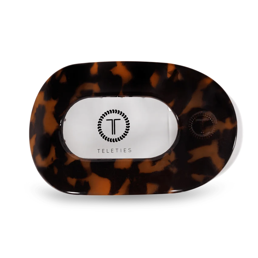 Large Teleties Flat Oval Clip - Tortoise