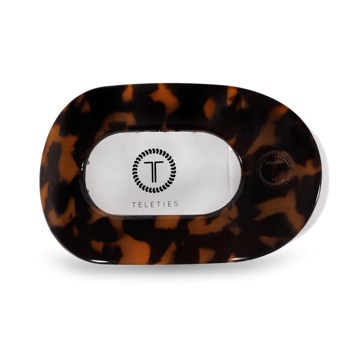 Large Teleties Flat Oval Clip - Tortoise