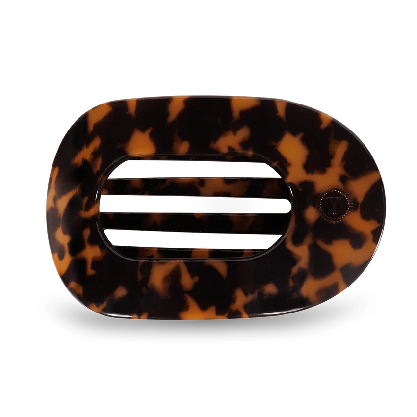 Large Teleties Flat Oval Clip - Tortoise