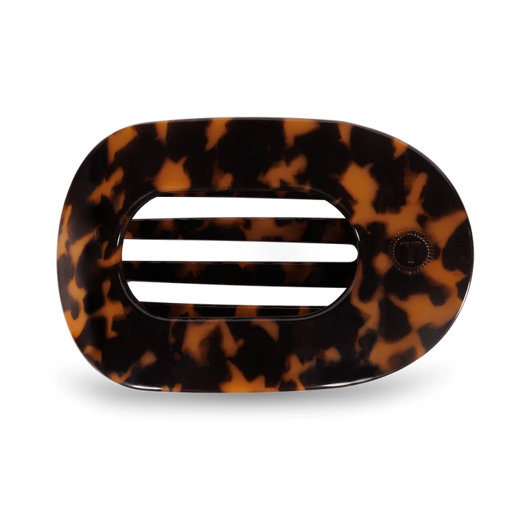 Large Teleties Flat Oval Clip - Tortoise