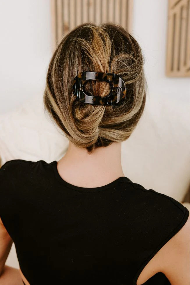 Small Teleties Flat Oval Clip - Tortoise