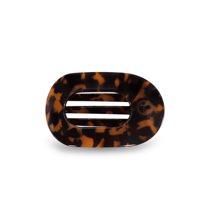 Small Teleties Flat Oval Clip - Tortoise