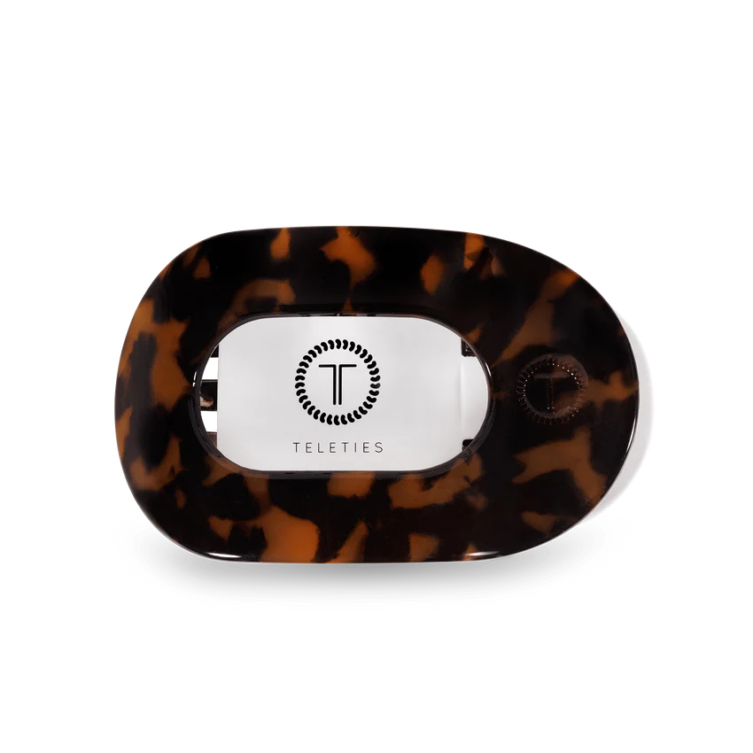 Small Teleties Flat Oval Clip - Tortoise