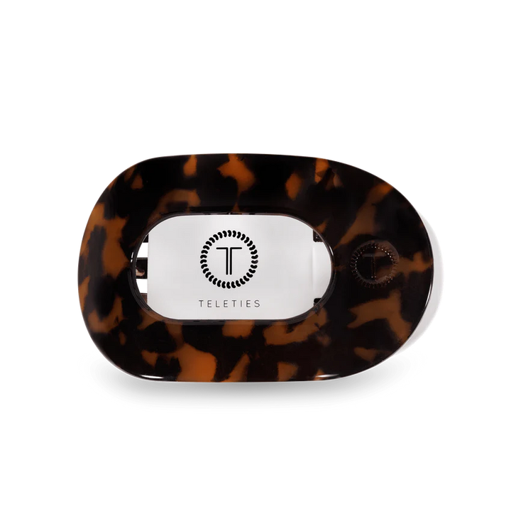 Small Teleties Flat Oval Clip - Tortoise