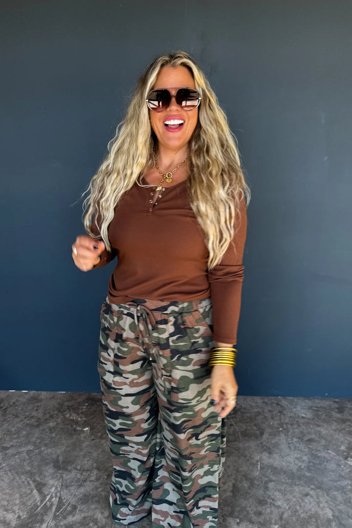 PREORDER: Haddie Camo Waffle Pants By Blakeley (Ships Late February)