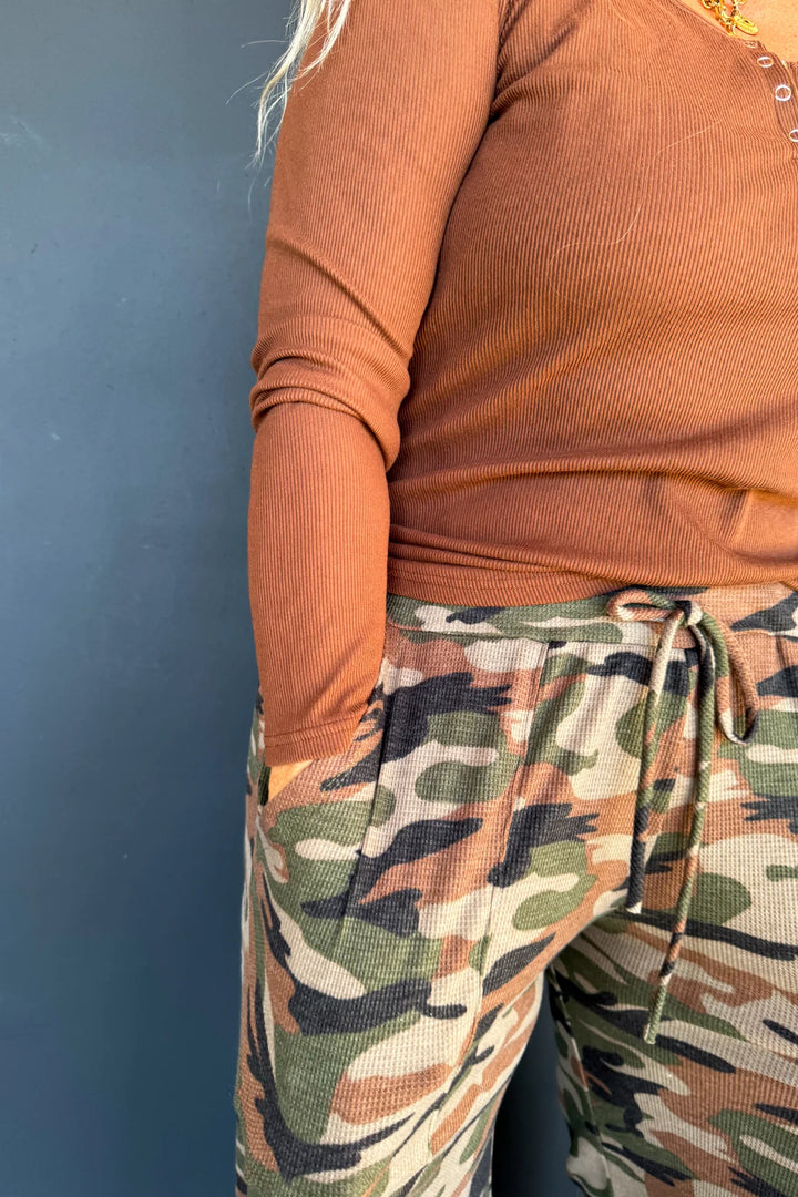 PREORDER: Haddie Camo Waffle Pants By Blakeley (Ships Late February)