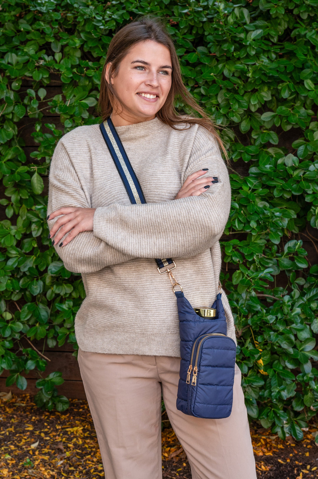 JUNE MARKET: Navy Blue Matte HydroBag® with Navy/Gold Strap by Wanderfull (Ships in 2-3 Weeks)