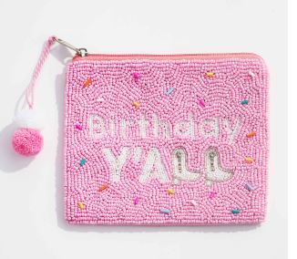 'Birthday Y'all' Beaded Zip Pouch