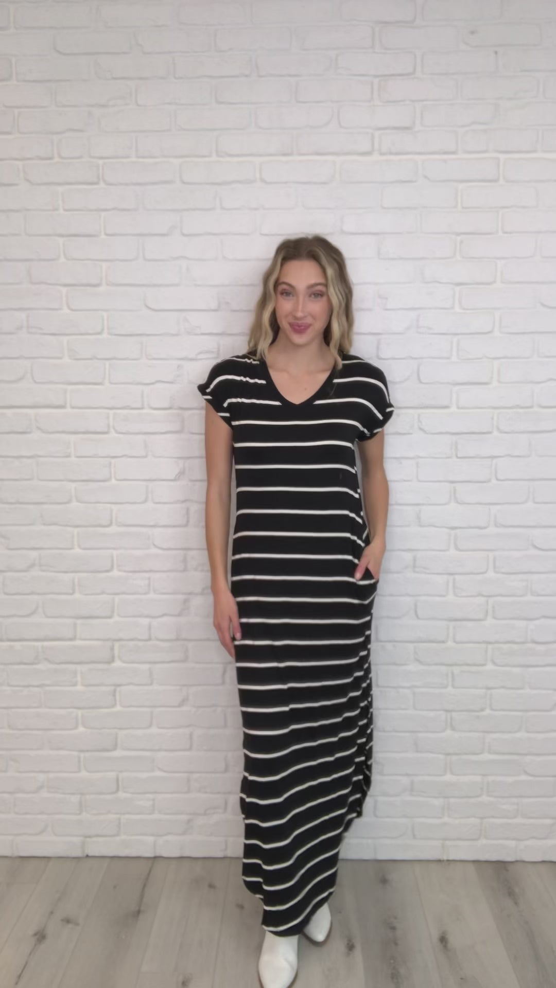 Striped Maxi Dress In Black