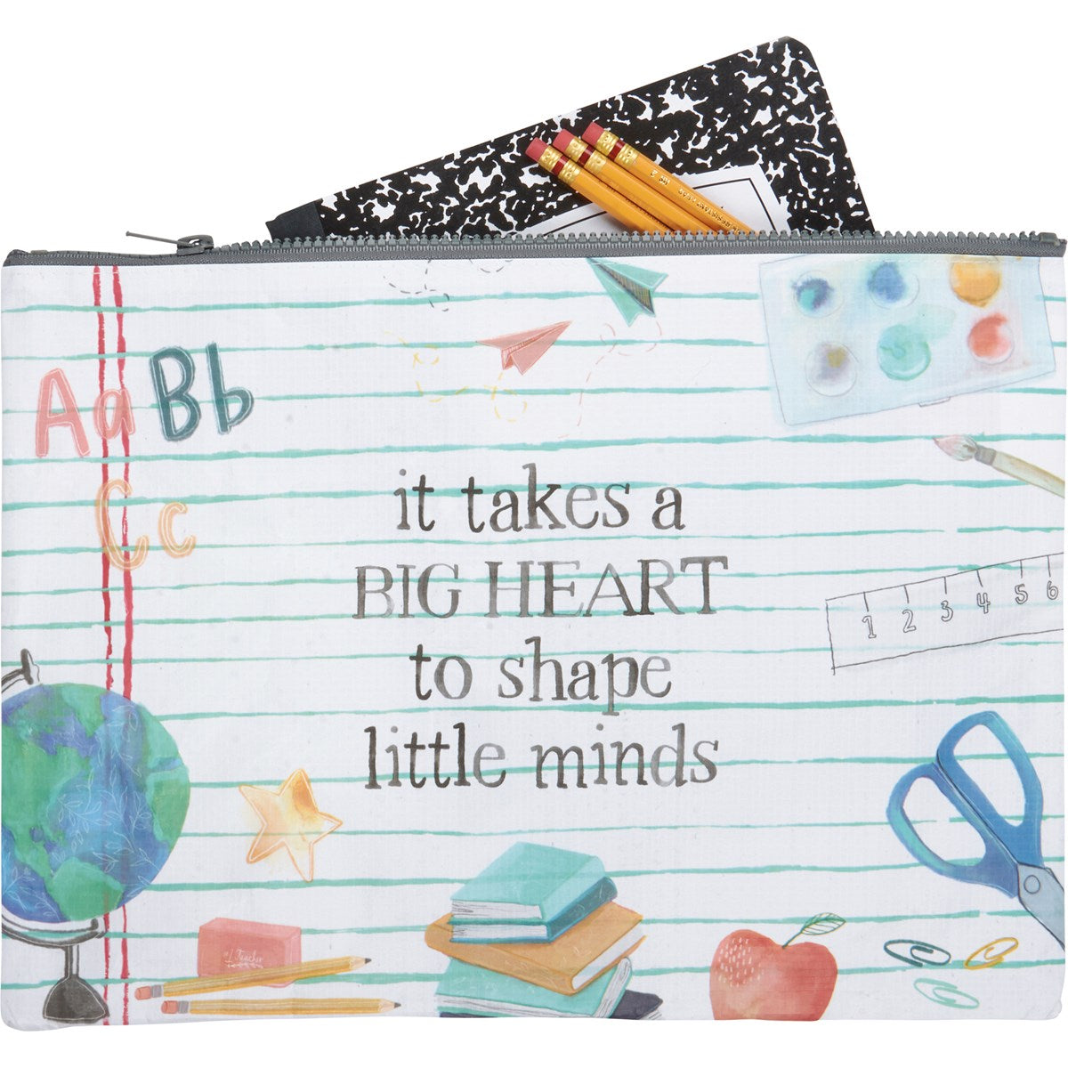 'It Takes A Big Heart To Shape Little Minds' Zipper Folder