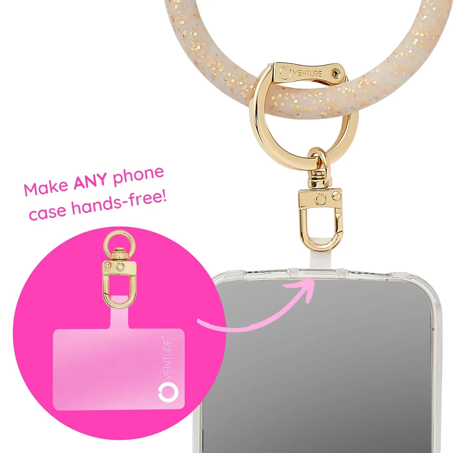 Hook Me Up Hands-Free Key Ring Phone Connector - Gold Rush