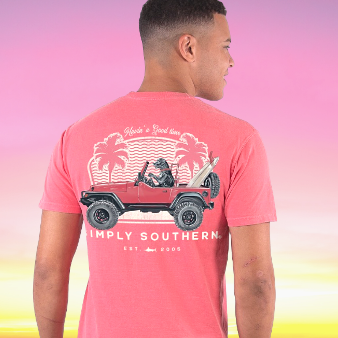 'Havin' A Good Time' Surfer Dog Short Sleeve Tee by Simply Southern