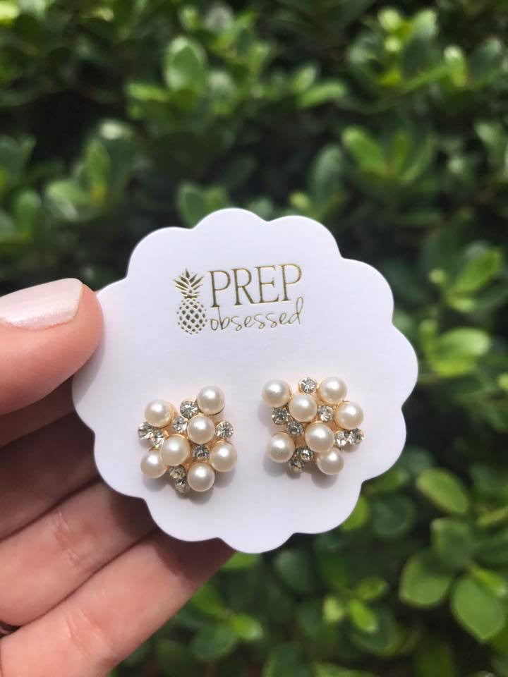 Preppy Pearl Cluster Studs