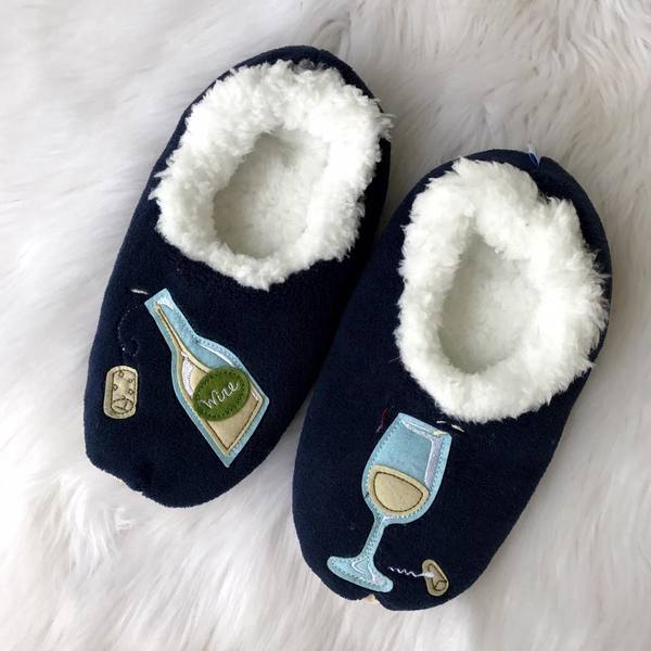 White Wine House Slippers in Navy by Snoozies