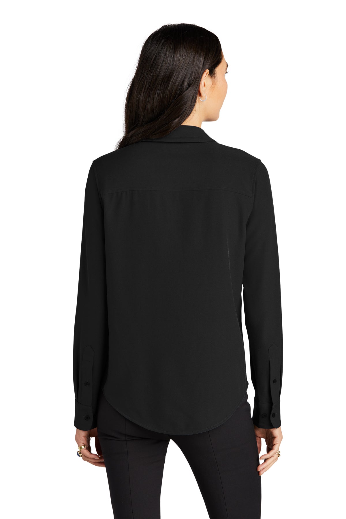 Monique Button Up Long Sleeve Blouse - Deep Black (Ships in 1-2 Weeks)