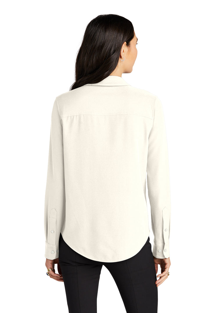 Monique Button Up Long Sleeve Blouse - Ivory Chiffon