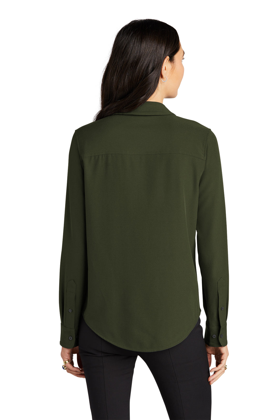 Monique Button Up Long Sleeve Blouse - Townsend Green