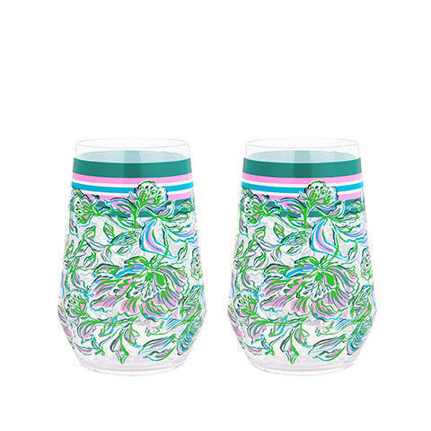 Acrylic Wine Glass Set by Lilly Pulitzer - Chick Magnet